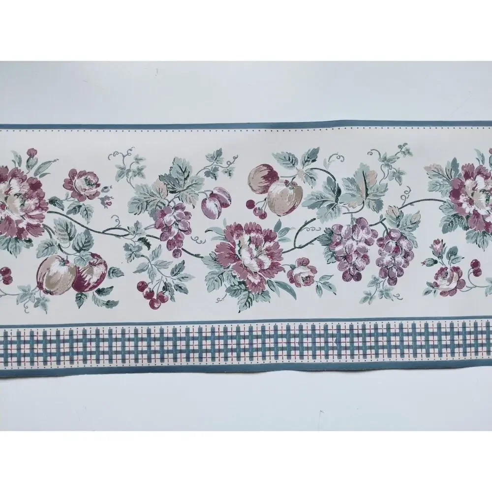Imperial Wallcovering Pre-pasted Decorative Wall Border - Fruit Flowers - 5 yds